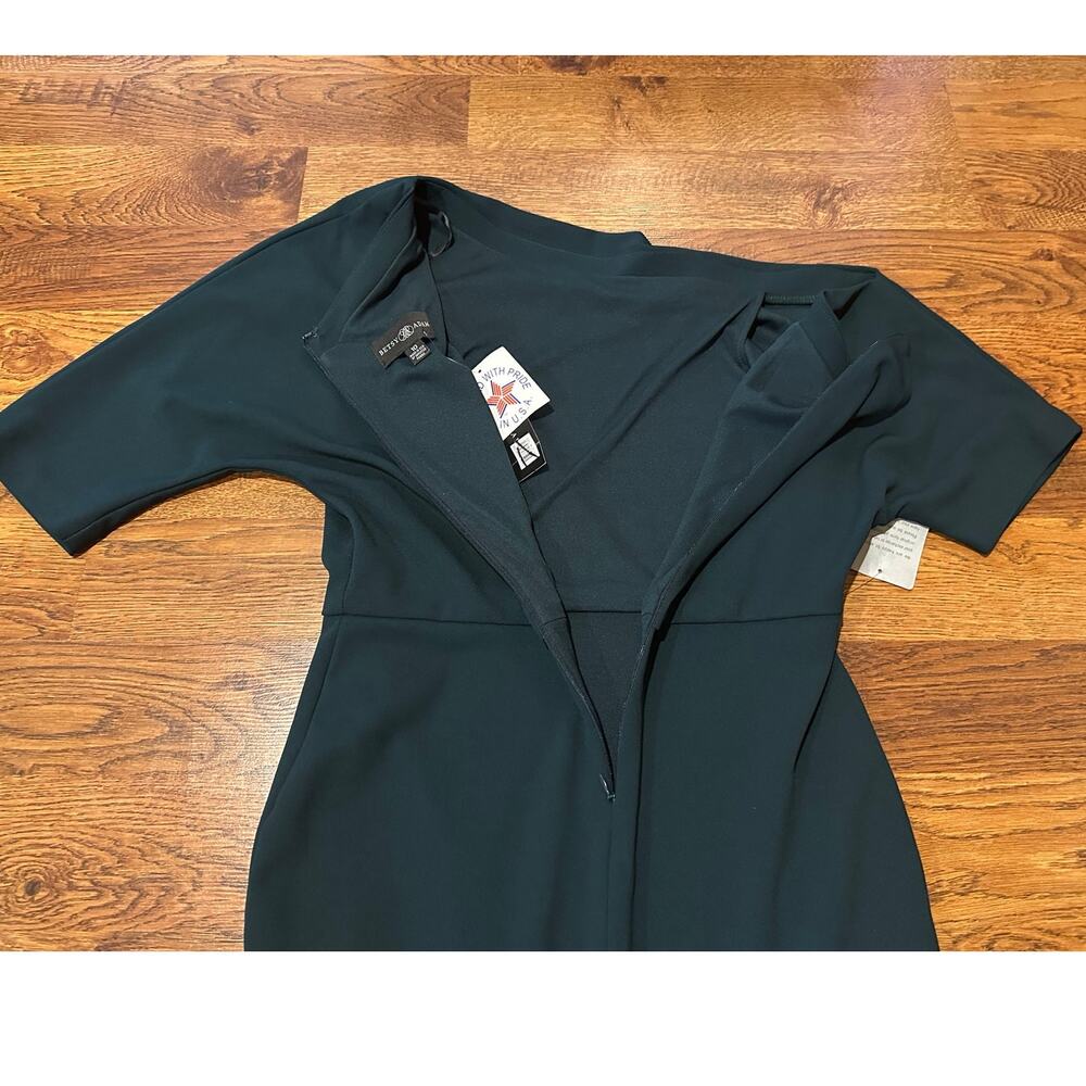 Betsy & Adam Madeline Scuba Off-the-Shoulder Drop Dress Green Size 10 NWT - Picture 6 of 12